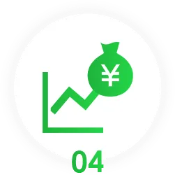 売上グラフとお金の袋アイコンによる収益向上のイメージ